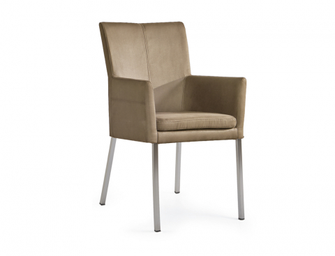 Niehoff Colorado Stuhl AL 342, 4-Fuß Quadratrohr Microfaser Nirvana beige