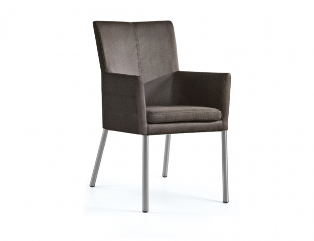 Niehoff Colorado Stuhl AL 542, 4-Fu Rundrohr Leder mocca