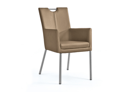 Niehoff Colorado Stuhl AL 552, 4-Fuß Rundrohr Microfaser Nirvana beige