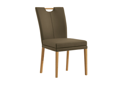 Niehoff Colorado Stuhl 751, Wildeiche, Leder Napoli olivgrün