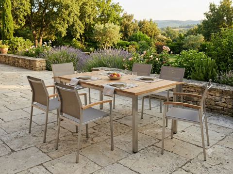 Zebra Gartenm&ouml;bel-Set Naxos-Zix aus Tisch recyceltem Teakholz