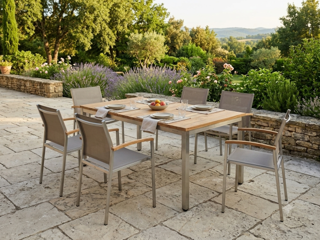 Zebra Gartenm&ouml;bel-Set Naxos-Zix aus Tisch recyceltem Teakholz
