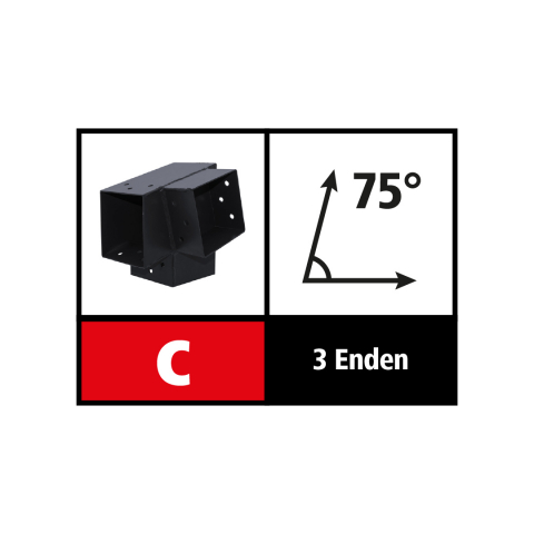 Suki Steckverbinder Ecke links 75 Grad, 3 Enden - 91mm