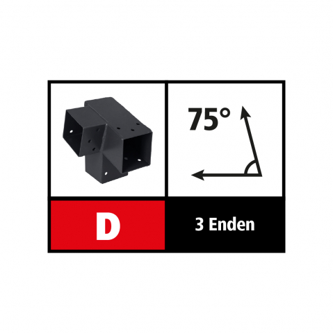 Suki Steckverbinder Ecke rechts 75 Grad, 3 Enden - 71mm