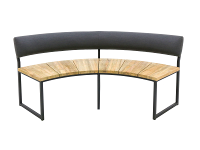 Zebra Onyx Viertel-Bank mit Rückenlehne, Alu - turmalin grey aus recyceltem Teak