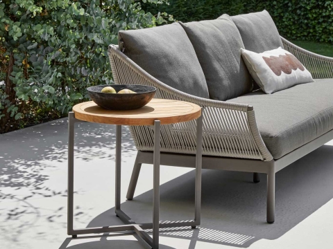 Apple Bee Condor Loungetisch 94cm Alu taupe mit Teakplatte