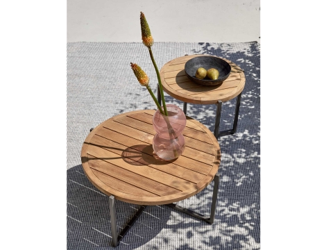 Apple Bee Condor Loungetisch 94cm Alu taupe mit Teakplatte