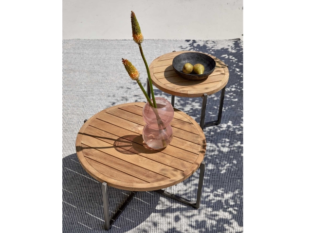 Apple Bee Condor Loungetisch 94cm Alu taupe mit Teakplatte