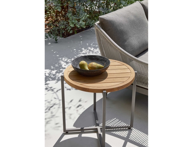 Apple Bee Condor Loungetisch 94cm Alu taupe mit Teakplatte