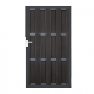 Groja WPC Fertigzaun Tor 100x180cm gerillt anthrazit - anthrazit-DB703