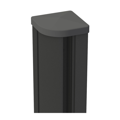 Groja Steckzaun Eckpfosten variabel inkl. Kappe, Alu-anthrazit DB703, 9x9x190cm - zum Aufschrauben