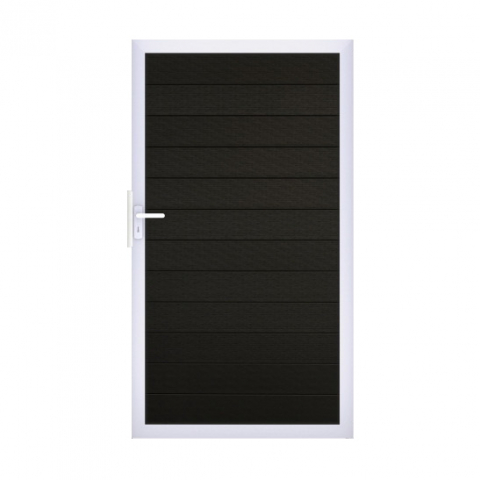 GrojaSolid BPC Steckzaun Universal Tor 100x180cm - schwarz co-exdrudiert - Alu-blank EV1