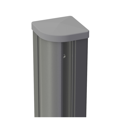 Groja Steckzaun Eckpfosten variabel inkl. Kappe, Alu-silbergrau DB701, 9x9x190cm - zum Aufschrauben