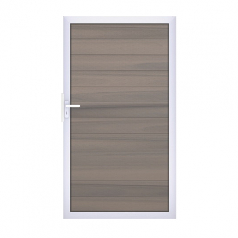 GrojaSolid BPC Steckzaun Universal Tor 100x180cm - BiColor co-exdrudiert - Alu-blank EV1
