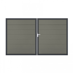 GrojaSolid Grande BPC Steckzaun Doppeltor DIN Links Sonderbreite H:180cm<br>grau DB703