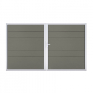 GrojaSolid Grande BPC Steckzaun Doppeltor DIN Links Sonderbreite H:180cm<br>grau EV1