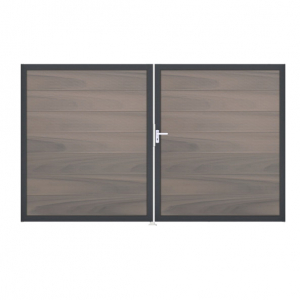 GrojaSolid Grande BPC Steckzaun Doppeltor DIN Links Sonderbreite H:180cm<br>BiColor co-exdrudiert DB703