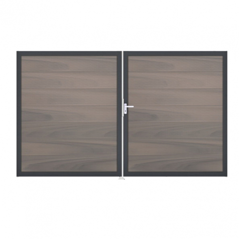 GrojaSolid Grande BPC Steckzaun Doppeltor DIN Links Sonderbreite H:180cm - BiColor co-exdrudiert DB703