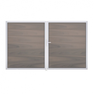GrojaSolid Grande BPC Steckzaun Doppeltor DIN Links Sonderbreite H:180cm<br>BiColor co-exdrudiert EV1