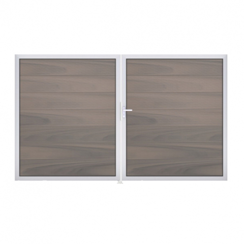 GrojaSolid Grande BPC Steckzaun Doppeltor DIN Links Sonderbreite H:180cm - BiColor co-exdrudiert EV1