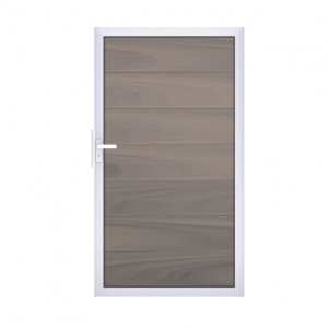 GrojaSolid Grande BPC Steckzaun Universal Tor 100x180cm <br>BiColor co-extrudiert-Alu-blank EV1