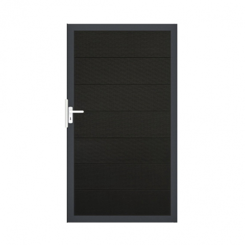 GrojaSolid Grande BPC Steckzaun Universal Tor 100x180cm - schwarz co-extrudiert-Alu-anthrazit DB703