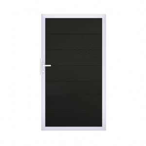 GrojaSolid Grande BPC Steckzaun Universal Tor 100x180cm schwarz co-extrudiert - Alu-blank EV1