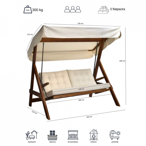 Pemode Hollywoodschaukel Paris 2000 Beige