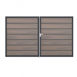 GrojaSolid Grande Premium BPC Steckzaun Doppeltor DIN Links Sonderbreite H:180cm<br>BiColor co-exdrudiert-anthrazit DB703