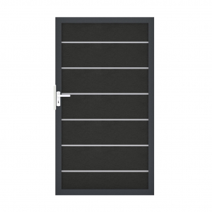 GrojaSolid Grande Premium BPC Steckzaun Universal Tor 100x180cm schwarz co-extrudiert-Alu-anthrazit DB703