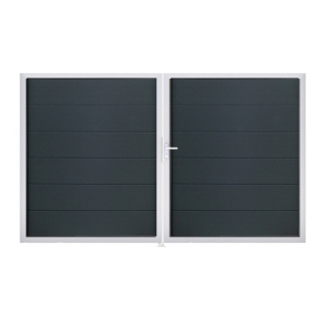 Groja BasicLine Steckzaun Doppeltor DIN Links Sonderbreite H:180cm anthrazitgrau EV1