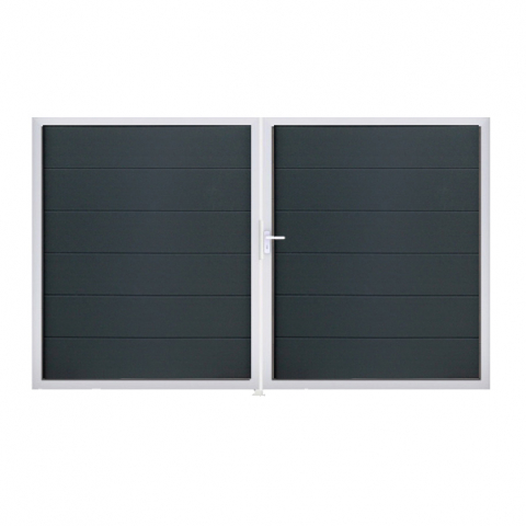 Groja BasicLine Steckzaun Doppeltor DIN Links Sonderbreite H:180cm anthrazitgrau EV1