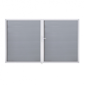 Groja BasicLine Steckzaun Doppeltor DIN Links Sonderbreite H:180cm silbergrau EV1