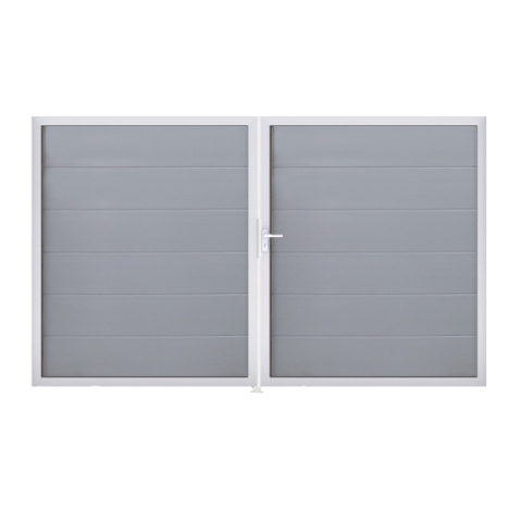 Groja BasicLine Steckzaun Doppeltor DIN Links Sonderbreite H:180cm silbergrau EV1