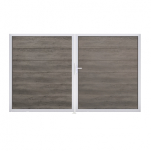Groja BasicLine Steckzaun Doppeltor DIN Links Sonderbreite H:180cm Monument Oak  EV1