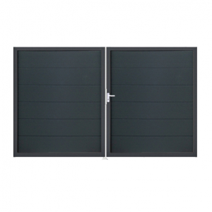 Groja BasicLine Steckzaun Doppeltor DIN Links Sonderbreite H:180cm anthrazitgrau DB703
