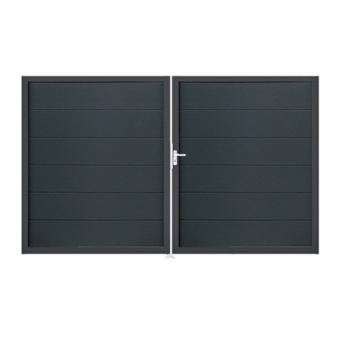 Groja BasicLine Steckzaun Doppeltor DIN Links Sonderbreite H:180cm anthrazitgrau DB703