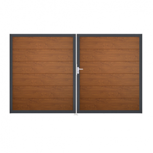 Groja BasicLine Steckzaun Doppeltor DIN Links Sonderbreite H:180cm Golden Oak  DB703