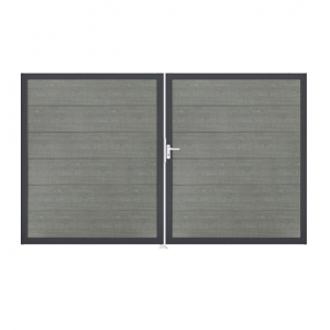 Groja BasicLine Steckzaun Doppeltor DIN Links Sonderbreite H:180cm Grey Ash Cut DB703