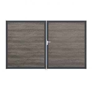 Groja BasicLine Steckzaun Doppeltor DIN Links Sonderbreite H:180cm Monument Oak  DB703