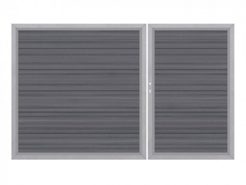 System WPC Doppeltor Platinum XL grau 4588 mit E-Antrieb H:180cm, Sonderbreite