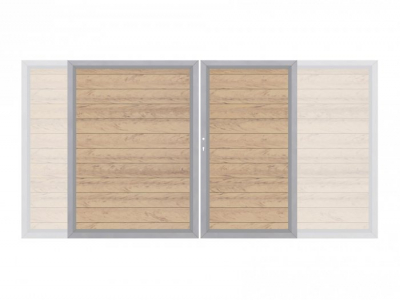 System WPC Doppeltor sand 4588 mit E-Antrieb<br>H:180cm, Silberrahmen, Sonderbreite