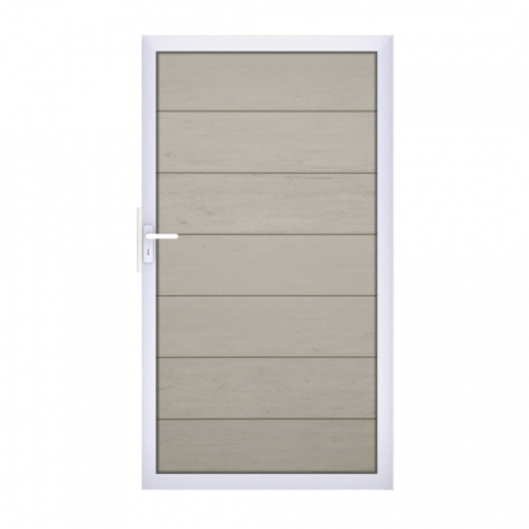 Groja Solid Grande BPC Steckzaun Tor Sonderbreite H:180cm BiColor Sand, Alu-blank EV1