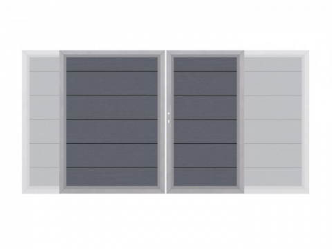 System WPC XL Doppeltor anthrazit 4588 mit E-Antrieb H:180cm, Silberrahmen, Sonderbreite