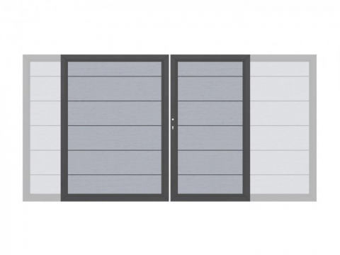 System WPC XL Doppeltor grau 4588 mit E-Antrieb H:180cm, Anthrazitrahmen, Sonderbreite