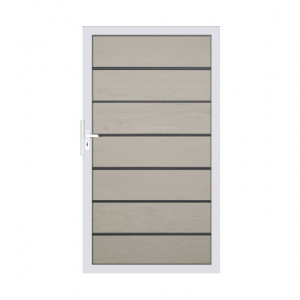 Groja Solid Grande Premium BPC Steckzaun Tor Sonderbreite H:180cm BiColor Sand, Alu-blank EV1
