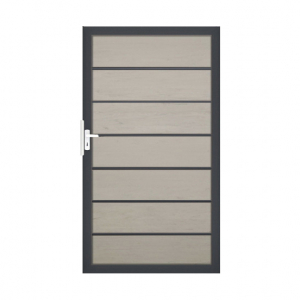 Groja Solid Grande Premium BPC Steckzaun Tor Sonderbreite H:180cm Bicolor Sand, anthrazit DB703