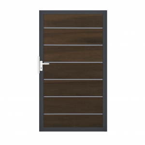 Groja Solid Grande Premium BPC Steckzaun Tor Sonderbreite H:180cm walnuss, anthrazit DB703