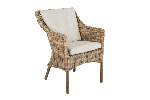 Brafab Lenora Dining-Sessel, Geflecht rustic, inkl. Sitzkissen