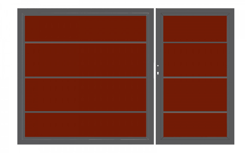 System Board XL Doppeltor rot 2838 H:180cm, Anthrazitrahmen, Sonderbreite